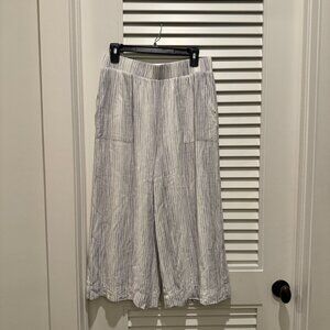 Splendid - Cropped White/Blue Striped Pants - Size M Medium